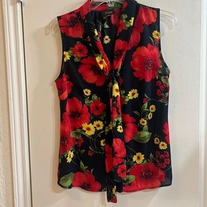 Back, yellow and red flowered Top